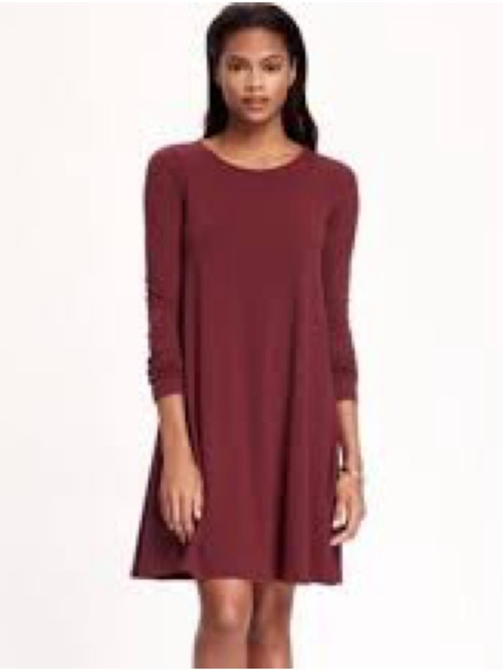 Old Navy Long Sleeve knit swing dress gosh garnet red size XL